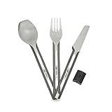 Esbit Titan Besteck Set - ultraleichtes Besteckset aus Titan - bestehend aus Messer, Gabel und Löffel, Silber