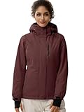 FREE SOLDIER Damen Winterjacke Wasserdicht Atmungsaktiv Warme Fleece Gefütterte Ski Jacke Outdoor Winterregenjacke mit Kapuze und Vollständig Versiegelte Nähte (Rot,S)