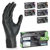 ARNOMED Einweghandschuhe 100 Stück/Box, Schwarze Nitrilhandschuhe M, puderfrei & latexfrei, Einmalhandschuhe, Handschuhe in Gr. XS, S, M, L, XL & XXL verfügbar