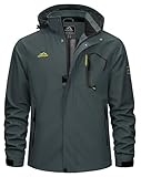 TACVASEN Windjacke Herren Softshelljacke Winter Wanderjacke Herrenjacke Herbstjacke Kapuze Camping Jacke (XL, Kohlengrau)
