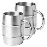 Keltorio Edelstahl Becher 500ml: 2 Stück Kaffeebecher Bierbecher, Doppelwandige Isolierung Kaffeetassen, Edelstahlbecher Bierkrug Thermobecher Kaffeetasse Kaffeebecher To Go für Kaffee Bier und mehr