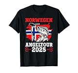 Norwegen Angeltour 2025 Skandinavien Norwegen Flagge Fisch T-Shirt