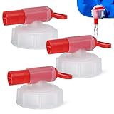 3 Stück Auslaufhahn, Dosierhahn DIN61 Kanister Zapfhahn für 15-60 Liter Ausgießer Kanister Auslauftülle 25mm zum Dosieren Abfüllen Umfüllen (Weiß-Rot DIN 61)