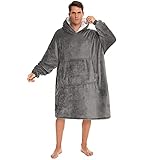 YEPLINS Kapuzenpullover für Herren,Oversize Hoodie Decke mit Kapuze,Blanket Hoodie Herren Sweatshirt Decke Lang (Grau)