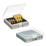 Relaxdays Batteriebox, 2er Set, für 60 AA & AAA Batterien, HxBxT: 5,5 x 15 x 15,5 cm, Batteriekiste, transparent/schwarz