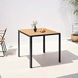 Clevich Gartentisch Wetterfeste, 75x75cm, Outdoor-Esstisch, WPC Balkontisch, Aluminiumrahmen, Wetterfeste Gartenmöbel, Quadratischer Terrassentisch, Teakbraun