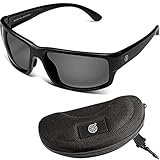 LMAB schwimmende Polbrille, Polarisationsbrille Angeln, Modell Iris, mit Etui und Tasche (Matte Black/Grey)