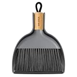 MR.SIGA Mini Kehrschaufel und Bürste Set, Tragbare Reiniqungsbürste und Kehrschaufel Combo mit Bambusgriff, Grau, 1 Set