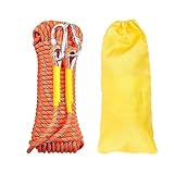 Gangying Kletterseil 8mm Outdoor Seil 10m Statisches Kletterseil Feuerrettungs-Fallschirm-Seil Geflecht Nylon Seil mit 2 Stahlhaken für Wandern Outdoor Bergsteigen Sport Camping