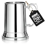 Wilhelm Sell® Edelstahlbecher im Bierkrug-Design, 450 ml - doppelwandiger Isolierbecher aus Metall - stabiler Trinkbecher für Camping, Festivals, Outdoor und Zuhause - BPA-frei (450ml - 1 Stück)