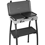 BRUNNER: Hoher Camping-Kocher Zweiflammig Edelstahl Gasgrill & Gaskocher - KOOKMASTER Standalone 50mbar mit Grillplatten - für Camper-Van, Wohnwagen, Wohnmobil, Boot