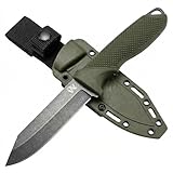 ODENWOLF REVERSE TANTO Outdoor Messer feststehend – Full Tang Survival Messer aus D2 Stahl mit Reverse Tanto Klinge 11 cm – Bushcraft Jagdmesser mit stylischer Gürtel‑Scheide