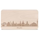 GRAVURZEILE Frühstücksbrettchen mit Gravur - Skyline Dresden - Holz Schneidebrett Vesperbrett Brotzeitbrett - Geschenk für Stadtverliebte - Ideal auch als Souvenir