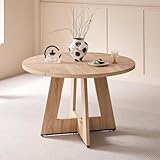 GrandCA HOME Runder Esstisch 120 cm, Küchentisch für 4, Esszimmertisch aus Holz mit Kreuzfuß für Küche, Esszimmer, Wohnzimmer, Eiche