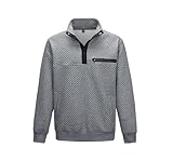 LBL Herren Pullover Langarm Elegant Sweatshirt Herren Karierter Jacquard Pullover mit Taschen Grau XL