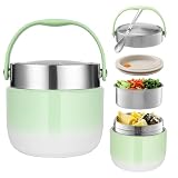 BUCOMTU Thermobehälter für Essen 1200ml Kapazität Warmhaltebehälter Essen Thermoschüssel mit Deckel,Thermo Lunchbox für die Aufbewahrung von Mittagessen,Suppen,Brei (Grün)