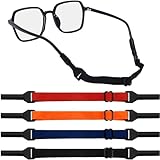 Qufiiry 4 Stück Verstellbarer Brillen Halteriemen, Einstellbare Brillenbänder, Brillenband, No Tail Anti Rutsch Brillenriemen Brillen Halteseil Sport Brillenriemen für Männer Frauen Kinder (4 Farben)