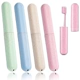 MingFontec 4 Stück Zahnbürsten Etui, Tragbare Zahnbürste etui, Zahnbürstenhülle Zahnbürstenbox für Zuhause, Reise Zahnbürsten Box für Reise und Business, Familie