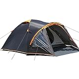 EchoSmile 2/3/4 Personen Camping Zelt,3-4 Saison Wasserdichtes 5000mm Zelt,Kuppelzelt mit Vorzelt,leichtes Wanderzelt Outdoor iglu Zelt Festivalzelt, Schwarz