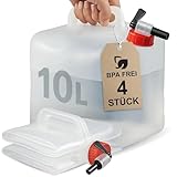 Movoja 4 Stück 10L Faltbarer Wasserkanister mit Hahn - BPA-Frei & Lebensmittelecht I Outdoor Camping Wasserbehälter faltbar Trinkwasserkanister Faltkanister Trinkwasser Water Kanister 10l 10 Liter