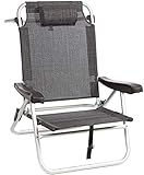 BRUNNER 0404152N Siren Strandstuhl, neigbar, Elegantes Design, Strandstuhl, Farbe Grau, bequemer Sitz, Tragkraft max. 110 kg