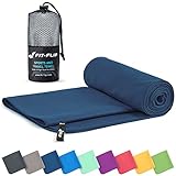 Fit-Flip Mikrofaser Handtuch - kompakte Microfaser Handtücher - ideal als Sporthandtuch, Reisehandtuch, Strandtuch - schnelltrocknend und leicht - Badetuch groß (1x 30x50cm, Marineblau)