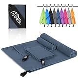 Pameil Mikrofaser Handtuch 3er Set (160x80cm Groß Badetuch +2 Stück 80x40cm Klein Handtuch), Reisehandtuch Schnelltrocknend Microfaser Handtücher für Fitness Sauna (Marineblau)