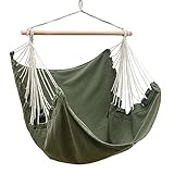 AMANKA XL Hängesessel Grün 155x125 cm belastbar bis 150kg – Indoor & Outdoor Hängestuhl aus Baumwolle – Stabiler Hängesitz für 2 Personen mit Spreizstab - Sessel für Garten und Balkon