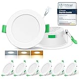 ALUSSO LED Einbaustrahler 230V 7W Dimmbar 68mm, IP44 Einbauleuchten Für Badezimmer Küche, 3000K/4000K/6500K Einbauspots, Rund Weiss 6er Set