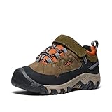 KEEN Unisex-Child Targhee 4 Low Waterproof Hiking Shoes, Dark Olive/Gold Flame, 34