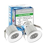 Sigmaled lighting, Mini-LED-Einbaustrahler 3W, dimmbar, Neutralweiß 4000K, 300 Lumen, Runde Einbauspot, 220/240V AC, 2er-Pack (1 Box mit 2 Stuck)