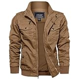 EKLENTSON Herrenjacke Outdoor Bomberjacke Baumwolle Übergangsjacke Herbst Piloten Windbreaker Coat (3XL, Khaki)