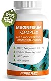 Magnesium Komplex 180 Kapseln, 400 mg elementares Magnesium pro Tag, 5 hochwertige Formen: Mag.-Oxid, Citrat, Bisglycinat, Malat & Ascorbat, laborgeprüft mit Zertifikat, Vorrat für 3 Monate