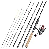 Sougayilang Feeder Rute mit 3 Tips Protable Angelstange, 3000 Größen Spinnrolle, Spinning Travel Rod Vollsortiment Action Karpfen Grobe Rute- Rot