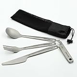 Outdoor Ninja Titan Besteckset – ultraleichtes Outdoor Campingbesteck mit Messer, Gabel, Löffel, Flaschen- und Dosenöffner inkl. atmungsaktivem Netzbeutel zum schnellen Trocknen