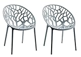 CLP 2er Set Gartenstühle Hope Kunststoff I Stapelstühle wetterfest und UV-beständig I Outdoorstühle pflegeleicht I Sessel für draußen, Farbe:grau
