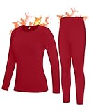 WISMBOX Damen Funktionsunterwäsche Thermo Unterwäsche Set, Extra Warm Weich Skiunterwäsche für Fitness, Joggen & Outdoor Winter