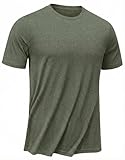 PINSPARK Sportshirt Herren Kurzarm Funktionsshirt Schnelltrocknend Laufshirt Atmungsaktiv Sport Shirt Outdoor UPF 50+ UV Shirt Leicht Gym Wandershirt Armeegrün L