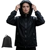 ADUDVLO Leichte Regenjacke Damen, Regenjacke Damen Wasserdicht Atmungsaktiv, Fahrradjacke für Frauen Fahrrad Sport Outdoorjacke (DE/NL/SE/PL, Alphanumerisch, M, Regular, Regular, Schwarz)