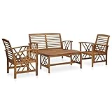 vidaXL Akazienholz Massiv Gartenmöbel 4-TLG. Lounge Bank Stuhl Tisch Gartenset Sitzmöbel Sitzgruppe Gartenbank Beistelltisch Gartengarnitur