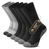 FALARY Merino Socken Wandersocken Herren 43-46 Damen Warme Socken Thermosocken Outdoorsocken Trekkingsocken, 50% Merinowolle Sportsocken Laufsocken Funktionssocken Mehrfarbig Schwarz Grau 3 Paar
