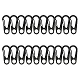 Temlum Aluminium Karabinerhaken, 3,3 cm Mini Karabiner Set, Karabinerhaken mit Schnapp Verschluss, Schlüsselanhänger Haken für Camping, Reisen, Wandern (Schwarz, 20 Stück)