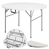 Floordirekt- Gartentisch Klappbar Rund 120 x 74 cm - Garten Bistrotisch Bartisch Biertisch Partytisch Esstisch Klapptisch Tisch Weiß (Shiga)