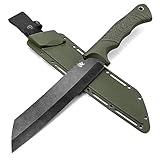 ODENWOLF W Machete - Survival Buschmesser aus D2 Stahl für Bushcraft, Outdoor Aktivitäten und Gartenarbeit - Großes, Scharfes Messer, Grün