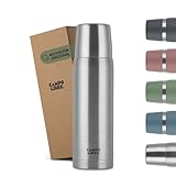 Campo Libre. Jaco® Thermoskanne 1L, 750ml, 500ml I Thermos mit Becher I Unsere Thermosflasche mind. 24h heiß I Isolierkanne mit Doppelwandisolierung ist zu 100% auslaufsicher & recycelter Edelstahl
