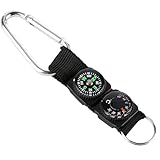 IUSOT 3-in-1 Kompass Schlüsselanhänger mit Thermometer, Multifunktionales Outdoor-Navigationswerkzeug Karabiner Schlüsselanhänger, Kompass Outdoor für Wandern, Camping & Reisen