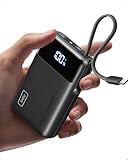 INIU 45W Power Bank, Ultra Klein 20000mAh Powerbank mit Integriertem USB C Kabel, Schnellladen Externe Handyakkus, Flugzeug Geeignet, Reise-Essential für iPhone 17 16 15, Samsung S22, Xiaomi, iPad etc