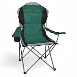 Spetebo Regiestuhl Deluxe bis 150 Kg belastbar - Farbe: grün - Campingstuhl extra breit, extra bequem, extra stabil - Angelstuhl Campingstuhl