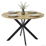 Songvas Esstisch Rund 100 cm, Küchentisch, Modern Esszimmertisch, geeignet für Esszimmer, Wohnzimmer, Küche, Holz Esstisch für 4-6 Personen, Braun