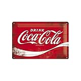 Nostalgic-Art Retro Blechschild, 20 x 30 cm, Coca-Cola – Logo Red Wave – Geschenk-Idee für Coke-Fans, Original Lizenzprodukt (OLP), aus Metall, Vintage Design, Blechschilder Sprüche